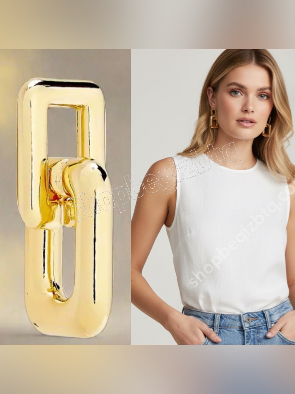 🆕Authentic Binker + Eliza Hailey 24K Gold Plated Interlocking Link Drop Earrings